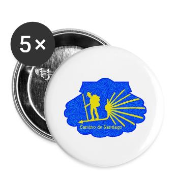 Jakobsweg-Pilger auf dem Weg nach Santiago - Buttons klein 25 mm (5er Pack) - Weiß - Vorne