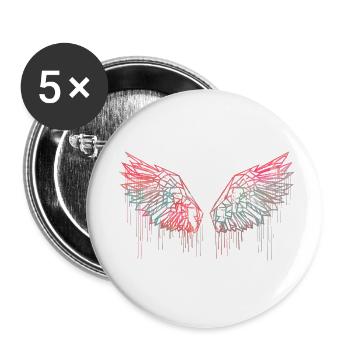 angelwings,wings,watercolor,red,angel wings - Buttons small 1''/25 mm (5-pack) - white - Front
