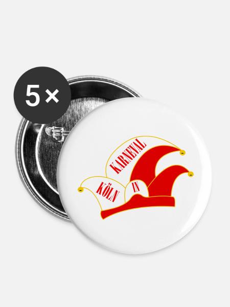 Karneval in Köln - Buttons klein 25 mm (5er Pack) - Weiß