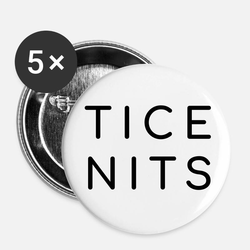 Tice Nits - Mésanges - Lot de 5 petits badges (25 mm) - blanc