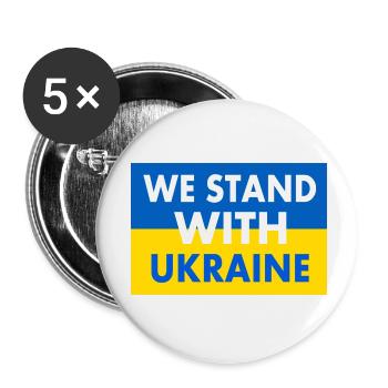 We stand with ukraine - Buttons small 1''/25 mm (5-pack) - white - Front