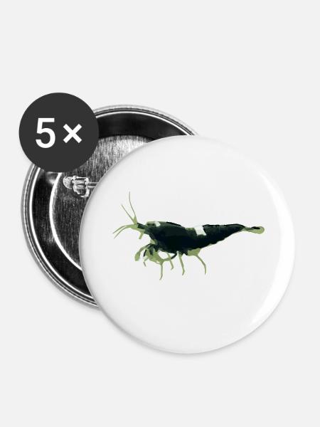 Black Taiwan Bee Garnele - Buttons klein 25 mm (5er Pack) - Weiß