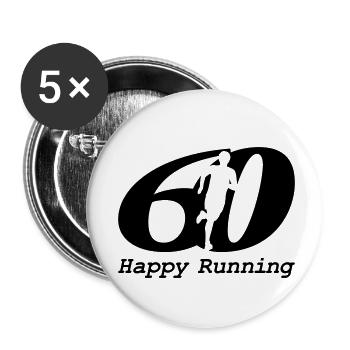 Happy birthday 60, running man - Buttons small 1''/25 mm (5-pack) - white - Front