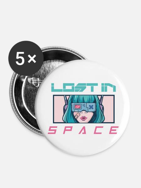 Lost in Space - Buttons klein 25 mm (5er Pack) - Weiß