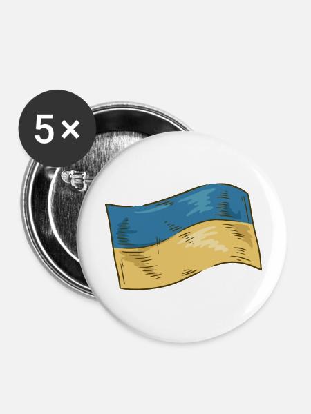 Ukraine Flagge - Buttons klein 25 mm (5er Pack) - Weiß