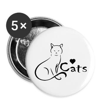 Chat Katze - Lot de 5 petits badges (25 mm) - blanc - Devant