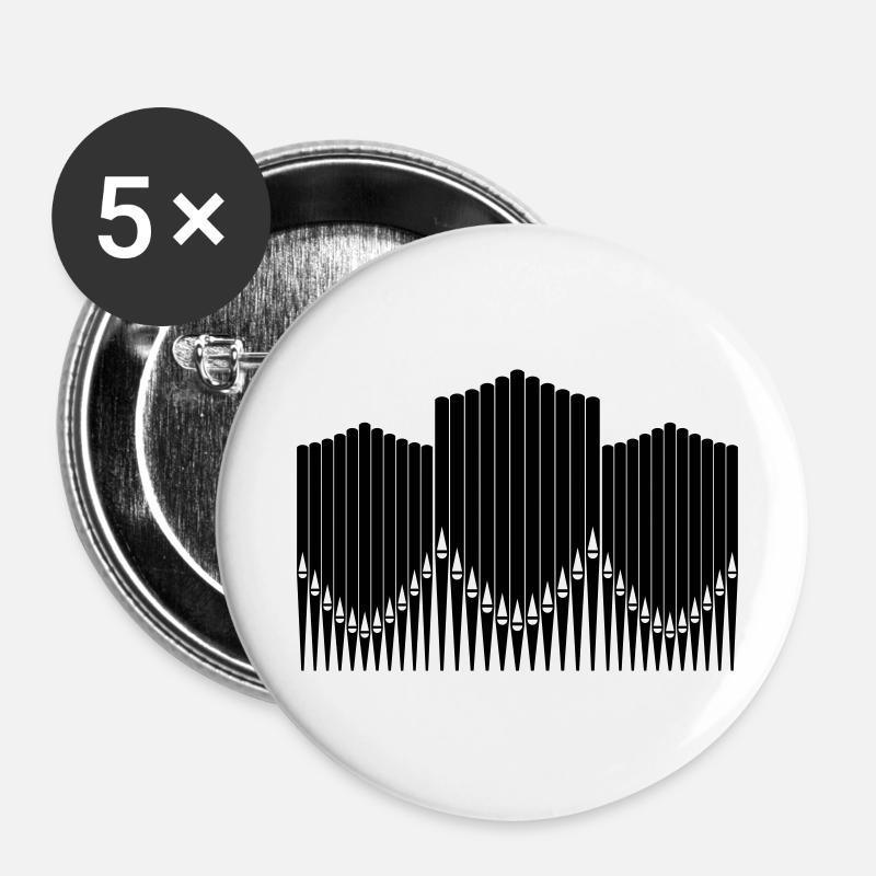 Orgel - Buttons klein 25 mm (5er Pack) - Weiß