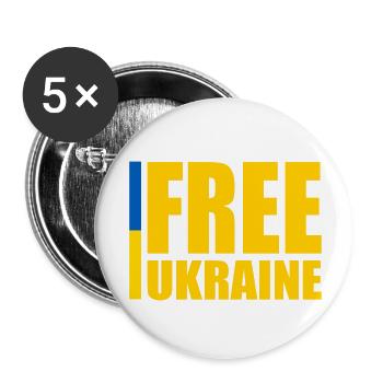 Free ukraine - Buttons small 1''/25 mm (5-pack) - white - Front