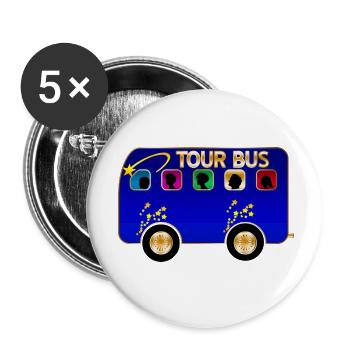 Tour Bus Silhouette Burst on Blue - Buttons small 1''/25 mm (5-pack) - white - Front