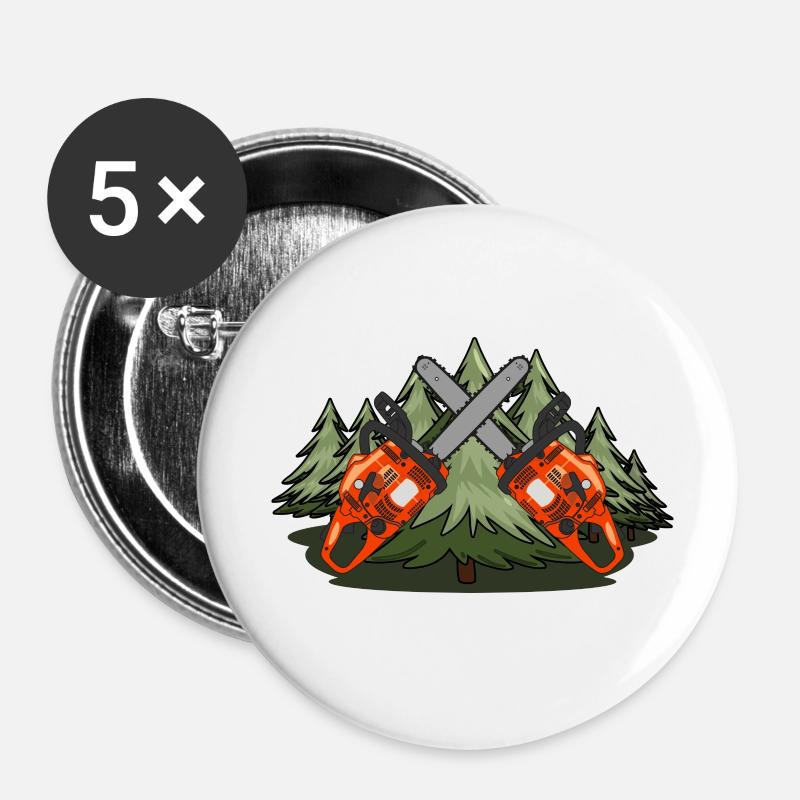 Chainsaw Forest - Buttons small 1''/25 mm (5-pack) - white