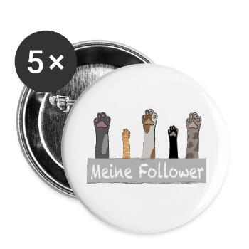 Meine Follower - Katzenpfoten - Buttons klein 25 mm (5er Pack) - Weiß - Vorne
