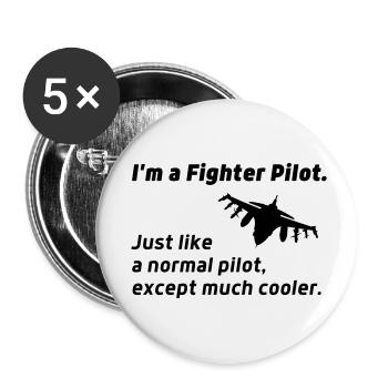 pilote de chasse de Fighter Jet Citation amusante - Lot de 5 petits badges (25 mm) - blanc - Devant