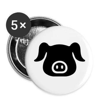 Schweinchen Piggy Schwein Glücksschwein - Buttons klein 25 mm (5er Pack) - Weiß - Vorne
