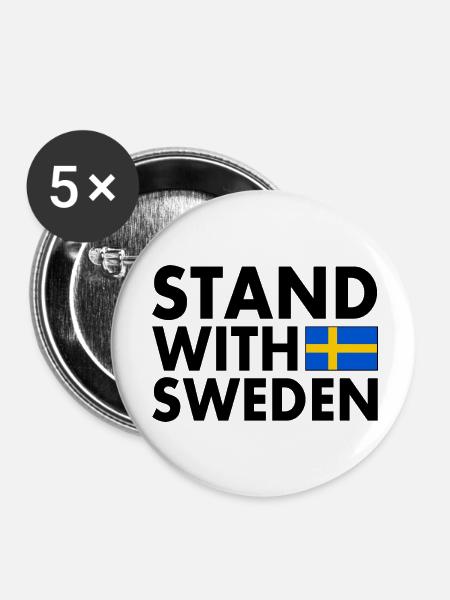 Schweden - Buttons klein 25 mm (5er Pack) - Weiß