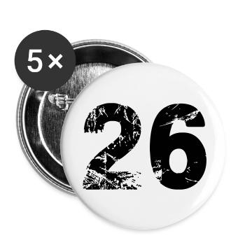 26 - Buttons klein 25 mm (5er Pack) - Weiß - Vorne