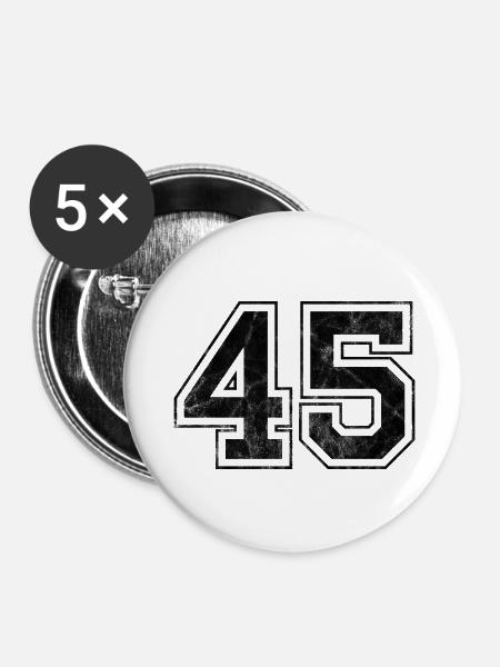 Anzahl 45 - Buttons klein 25 mm (5er Pack) - Weiß