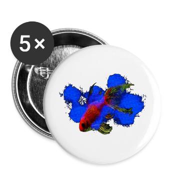 wassertiere, schleierschwanz Goldfisch - Buttons klein 25 mm (5er Pack) - Weiß - Vorne