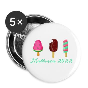 mallorca 2022,mallorca,urlaub,sommer,eis,2022 - Buttons klein 25 mm (5er Pack) - Weiß - Vorne