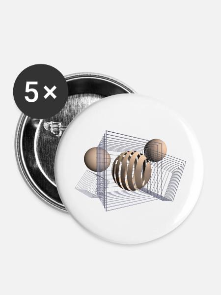 Kugeln und mehr - Buttons klein 25 mm (5er Pack) - Weiß