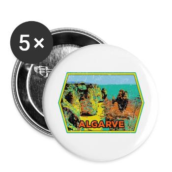 Retro-Abzeichen, Algarve Portugal, Strand Sommersonne - Buttons klein 25 mm (5er Pack) - Weiß - Vorne