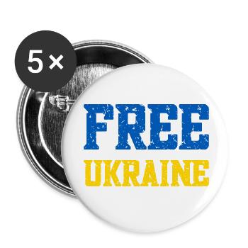 Free Ukraine - Buttons small 1''/25 mm (5-pack) - white - Front