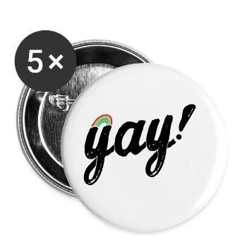 Yay Gay - Lot de 5 petits badges (25 mm) - blanc - Devant