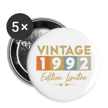 Vintage 1992 Édition Limitée - Lot de 5 petits badges (25 mm) - blanc - Devant