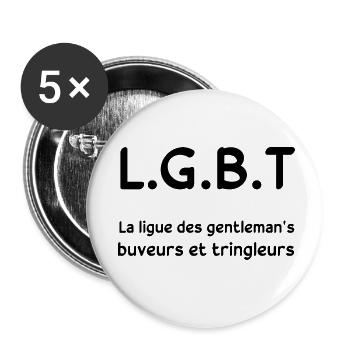 Gentleman's - Lot de 5 petits badges (25 mm) - blanc - Devant
