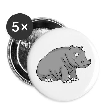 Hippopotamus - Buttons small 1''/25 mm (5-pack) - white - Front