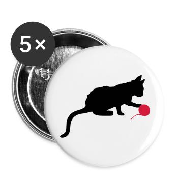 Kitten plays wool ball outline - Buttons small 1''/25 mm (5-pack) - white - Front