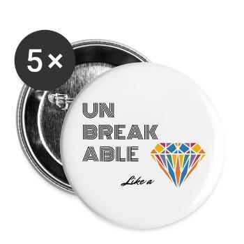 UNBREAKABLE DIAMOND - Buttons klein 25 mm (5er Pack) - Weiß - Vorne