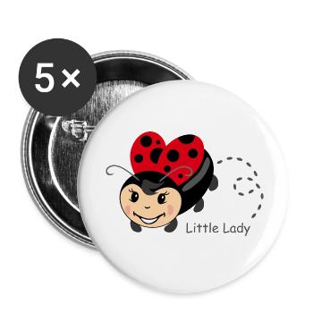 Kleine Dame. Karikaturistischer Marienkäfer - Buttons klein 25 mm (5er Pack) - Weiß - Vorne