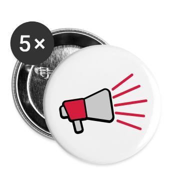 Loud Speech Symbol Megaphone - Buttons small 1''/25 mm (5-pack) - white - Front