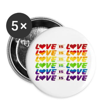Love is Love Regenbogen LGBTQ Queer - Buttons klein 25 mm (5er Pack) - Weiß - Vorne