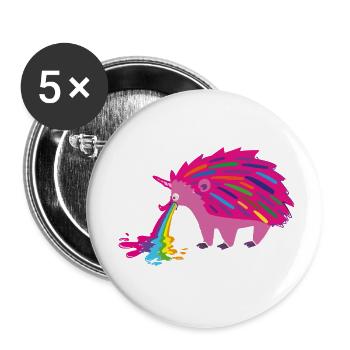hérisson, puking, hérisson puking, arc-en-ciel, coloré, rose - Lot de 5 petits badges (25 mm) - blanc - Devant