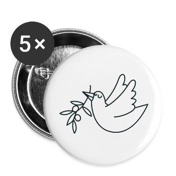 Glückliche Taube mit Olivenzweig - Buttons klein 25 mm (5er Pack) - Weiß - Vorne