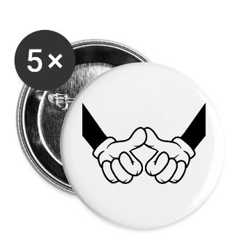 Begrüßung Daumen berühren Freunde - Buttons klein 25 mm (5er Pack) - Weiß - Vorne