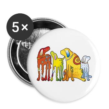 Hunde Welpe Hunderasse Meute Haustier Terrier Mops - Buttons klein 25 mm (5er Pack) - Weiß - Vorne