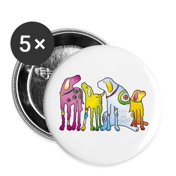 Hunde Welpe Hunderasse Meute Haustier Terrier Mops - Buttons klein 25 mm (5er Pack) - Weiß - Vorne