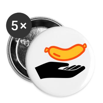 Hand reicht Würstchen - Buttons klein 25 mm (5er Pack) - Weiß - Vorne
