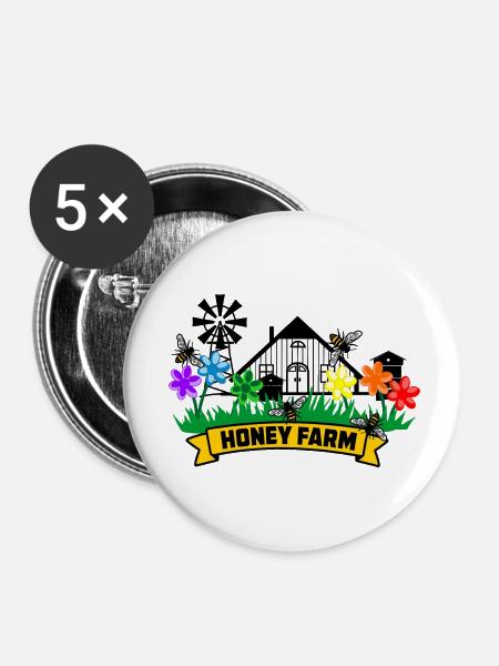Honigfarm - Buttons klein 25 mm (5er Pack) - Weiß
