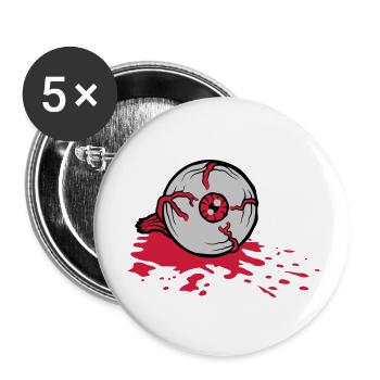 Halloween blutiges Horror Auge - Buttons klein 25 mm (5er Pack) - Weiß - Vorne