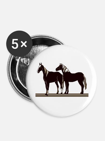 Pferde - Buttons klein 25 mm (5er Pack) - Weiß