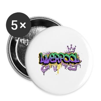 Liverpool Angleterre UK City Graffiti Spray Sprayer - Lot de 5 petits badges (25 mm) - blanc - Devant