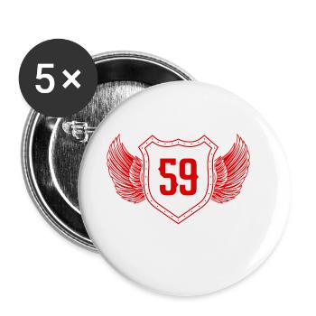 59 Zahl Wappen - Buttons klein 25 mm (5er Pack) - Weiß - Vorne