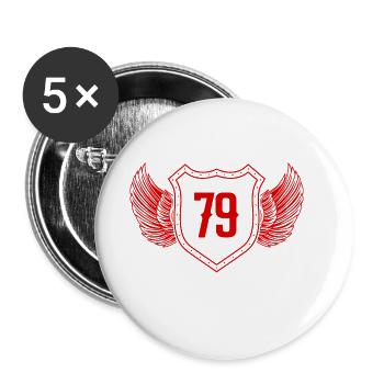 79 Zahl Wappen - Buttons klein 25 mm (5er Pack) - Weiß - Vorne