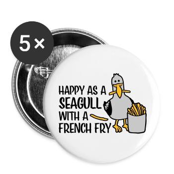 Happy as a Seagull - Buttons klein 25 mm (5er Pack) - Weiß - Vorne