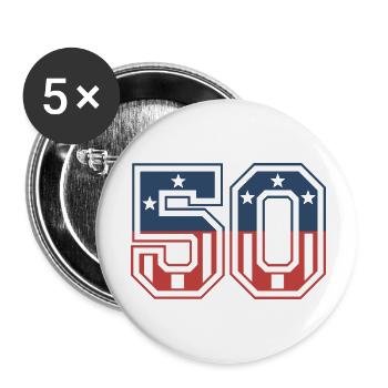 Numéro 50 États-Unis - Lot de 5 petits badges (25 mm) - blanc - Devant