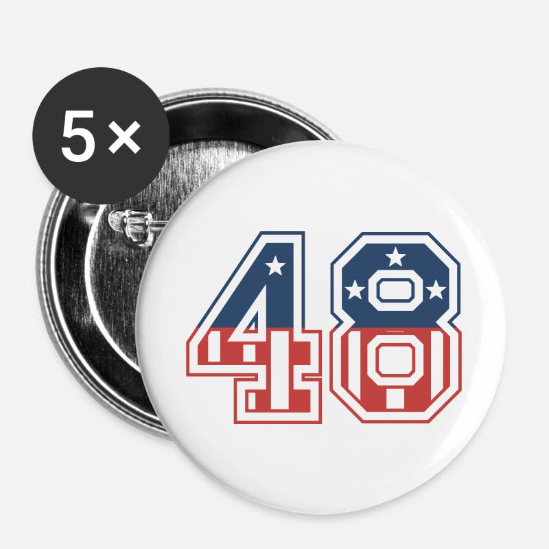 Number 48 USA - Buttons small 1''/25 mm (5-pack) - white