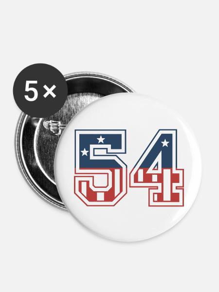 Nummer 54 USA - Buttons klein 25 mm (5er Pack) - Weiß